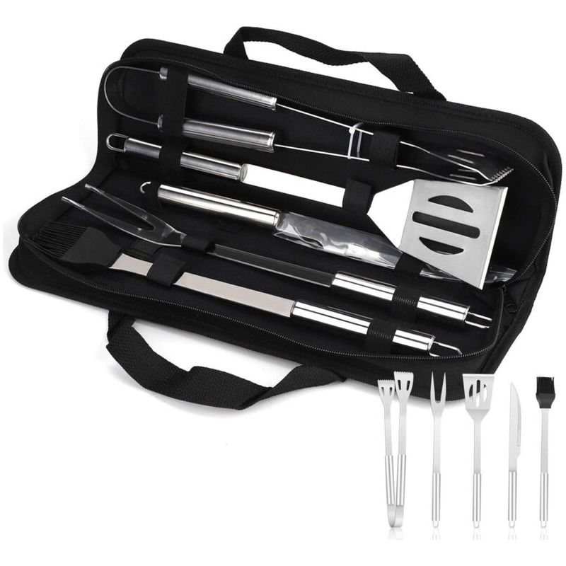 5er-set Grillbesteck, Edelstahl-grillwerkzeug-set, Grillzubehör, Grillutensilien, Grillaccessoires Für Garten, Outdoor, Wandern, Grillen