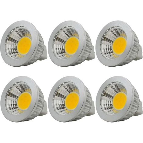 6 Stück, Led Mr16/gu5.3 Cob Lampe Glühbirne, 3w / 210lm, Dc 12v, Warmweiß 2700k, Entsprechend Halogenlampe 20w, Ø50x52, 90° Abstrahlwinkel [energieeffizienzklasse A+]
