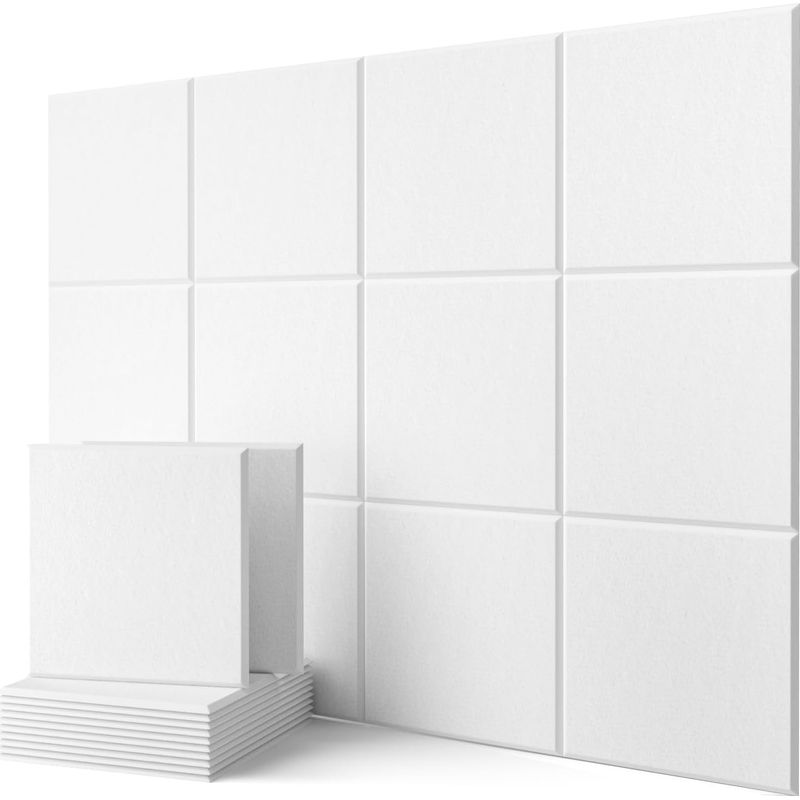 Set Aus 12 Quadratischen Akustikpaneelen 30x30 Cm – Schalldämmend Für Wände Und Decken – Effektive Schallabsorption – Einfache Installation