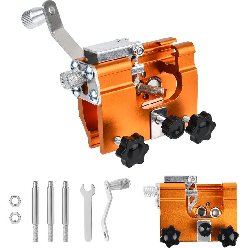 Kettensägen-schleifgerät, Kettenschleif-jig-set Mit 3 Hartmetall-fräsern Und 1 Schlüssel, Tragbares Handkurbel-schleifwerkzeug Für Alle Kettensägentypen
