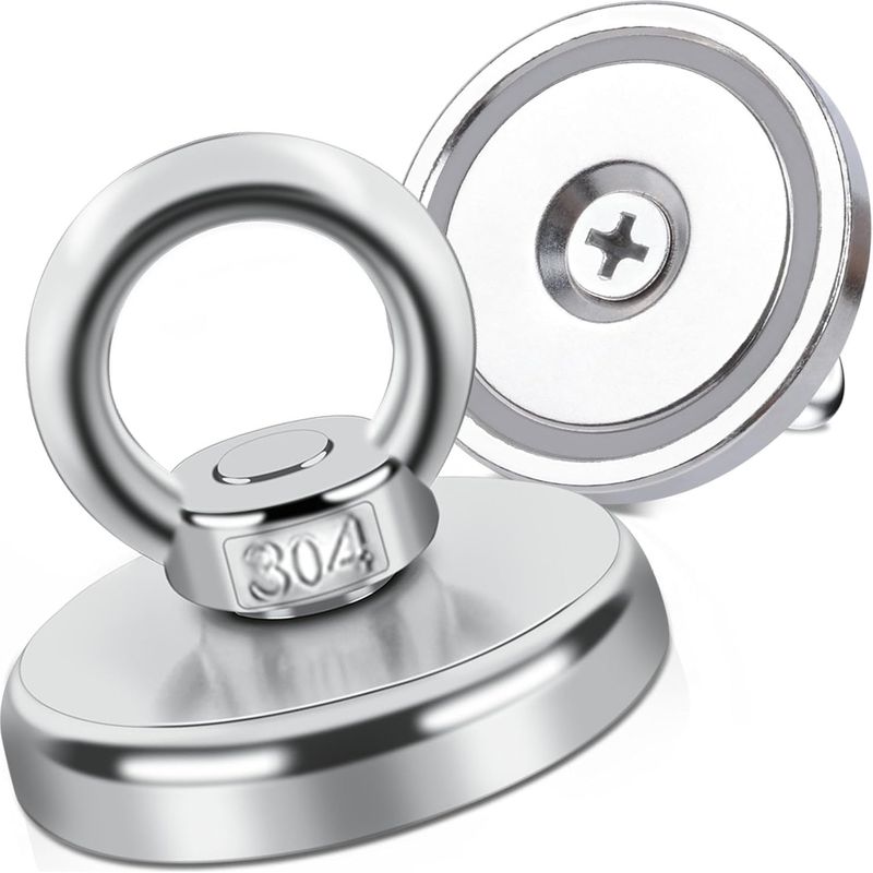 2 Stück Superstarker Angelmagnet, 60 Kg Zugkraft, Ø 42 Mm, Neodym-hakenmagnet, Magnet Für Industrie Und Wissenschaft, Magnetangeln Und Garage