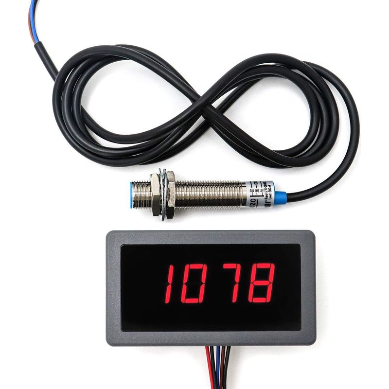 Digitaler Tachometer, 4-stelliger Led-drehzahlmesser Von Digiten, Rpm-geschwindigkeitszähler Mit Npn-hall-effekt-näherungssensor