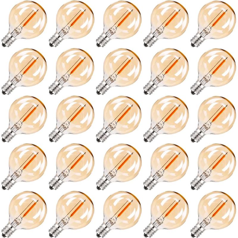 2er-pack 25 E12 Led-glühbirnen, Ersatz Für G40 Globe-lichterketten, Dekorative Edison-retro-birnen, Warmweiß 2200k, 230v, 25 Stück [energieeffizienzklasse G]
