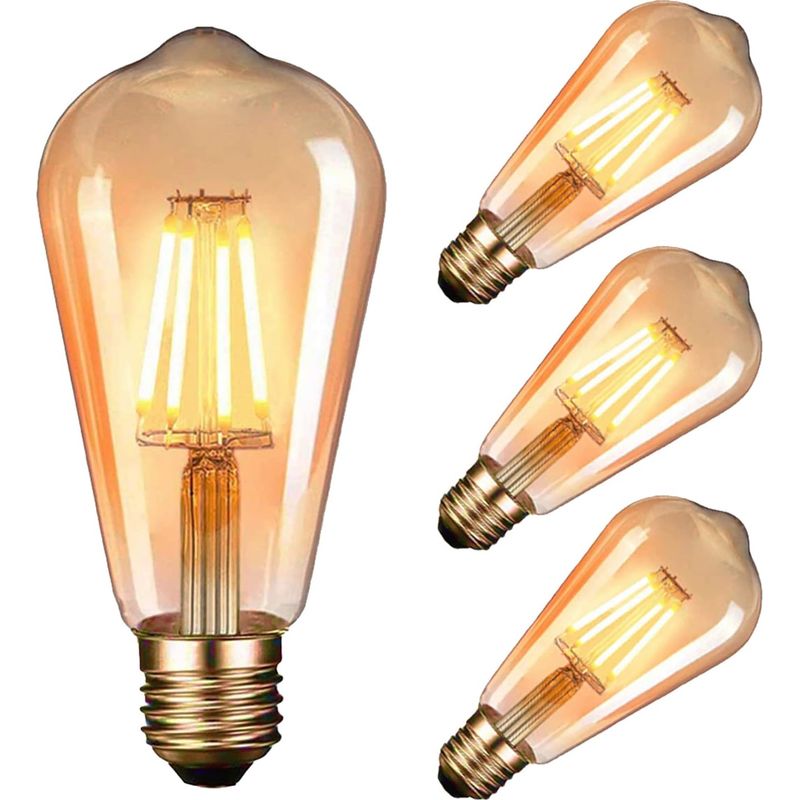 4er-pack Led-edison-glühbirnen, Retro E27 (4w / 220v) St64 Weiß, Vintage-stil Lampe Für Zuhause, Café, Bar