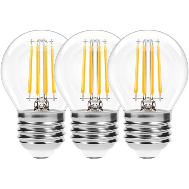 E27 Led-glühfadenlampe G45, 2700k Warmweiß, Ersatz Für 6w Glühlampe (entspricht 60w), 600 Lumen, Nicht Dimmbar, Edison-glaslampen Ac220-240v Für Kronleuchter, 3 Stück [energieeffizienzklasse E]