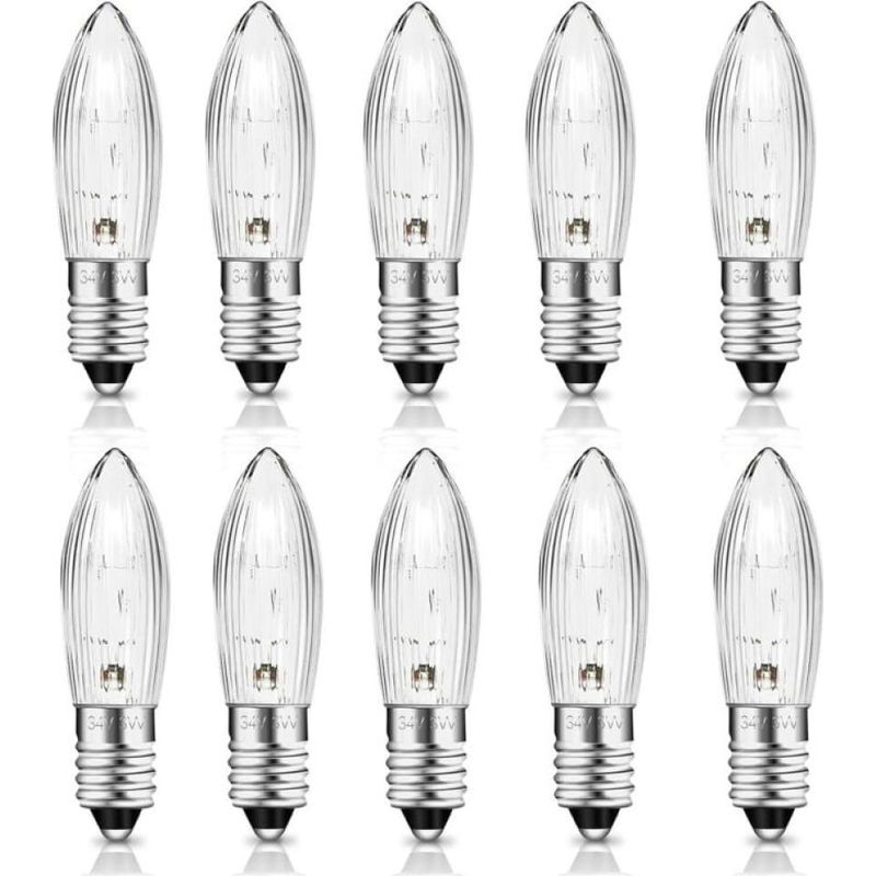 E10 Glühbirne 34v 3w Kerzenform Mit 7 Brennpunkten, Ersatzglühbirnen, 30lm Warmweiß 2700k, E10 Kerzenglühbirne Für Lichtbogen, Weihnachtsbaum, Girlande, 10er-pack