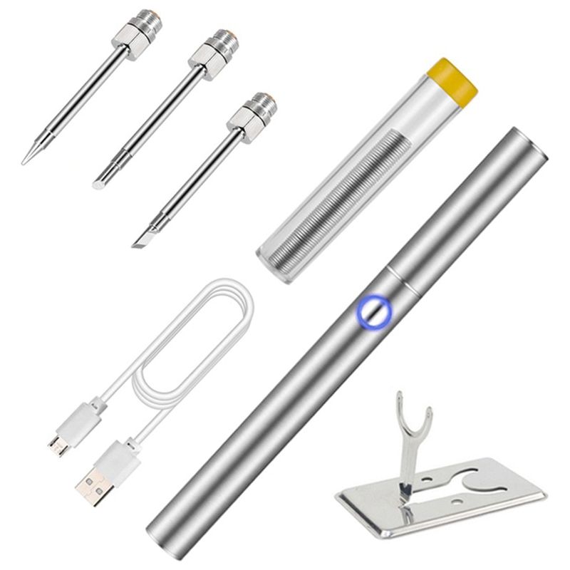 Letcon Tragbares Lötpistolen-set, Usb-ladung, Kabellos, Integrierter Akku, Elektronische Bauteile Löten, Mit 3 Lötköpfen, Metallständer, Einstellbare Temperatur, Prot