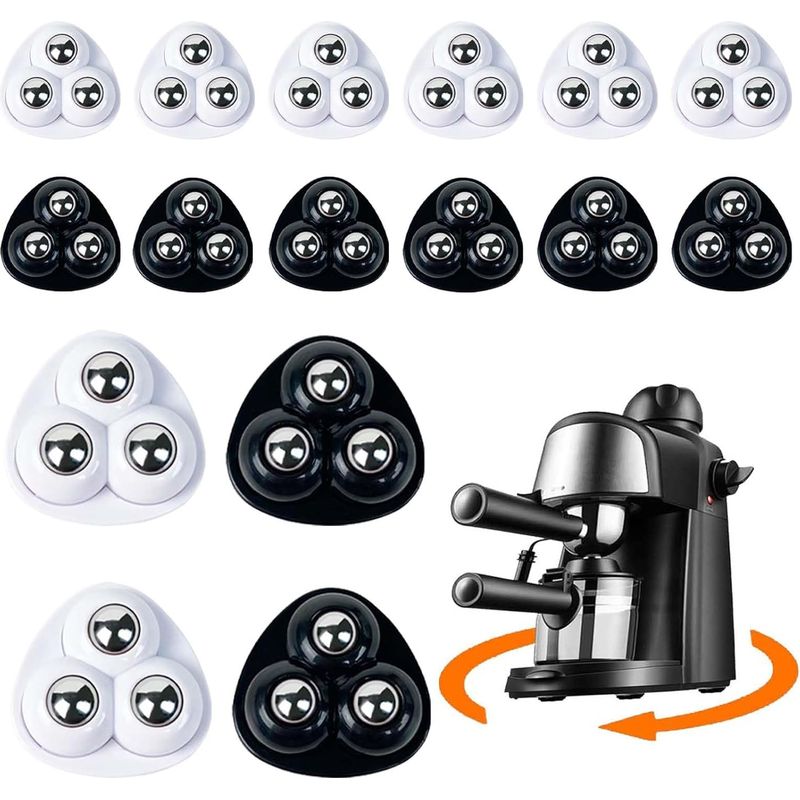 Satz Mit 16 Möbelrollen - 360° - Selbstklebende Mini-kugelrollen - Mit 3 Stahlkugeln - Für Kaffeemaschinen, Mülleimer, Küchengeräte