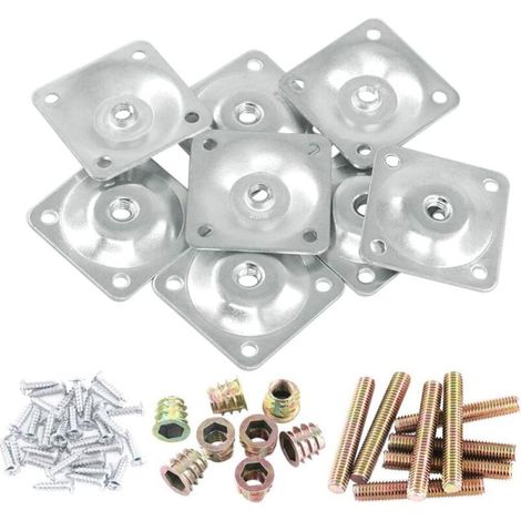 Satz Von 8 Silbernen Montageplatten Für Möbelfüße Von Sofas