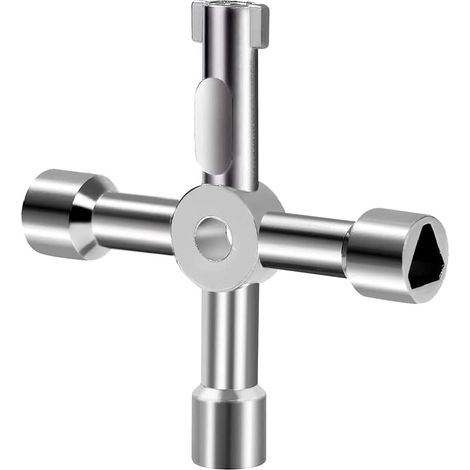 4-wege-multifunktionsschlüssel Für Elektrische Wassertüren, Gaszähler, Schaltschrank, Schlüsselöffnung (silber)