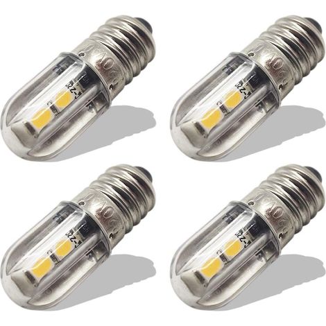 E10 Led-glühlampe 220v 230v Ac, Energiesparende Led-anzeige, 8mm Schraubsockel, 3030 4smd-chipsatz, Led-upgrade-glühlampe, Warmweiß (4er-pack)