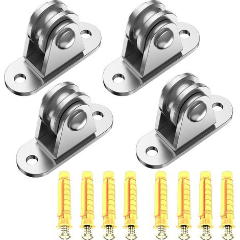 Kleiner Edelstahl-rollenblock, Leise Rolle, Zylindrisch, Wandbefestigt, Für Diy-ausrüstung, Schiebetür, Seilzug, 4 Stück