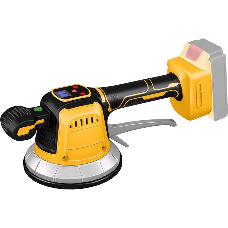Kabelloser Fliesenleger, Vibrator Für Fliesen Kompatibel Mit Dewalt 20v Akku, Mit 10 Geschwindigkeiten, Digitaler Anzeige, 14,5 Cm Saugnapf Und 150 Kg Haftkraft Für Fliesen Von 0,3-1,8 M (ohne Batteri