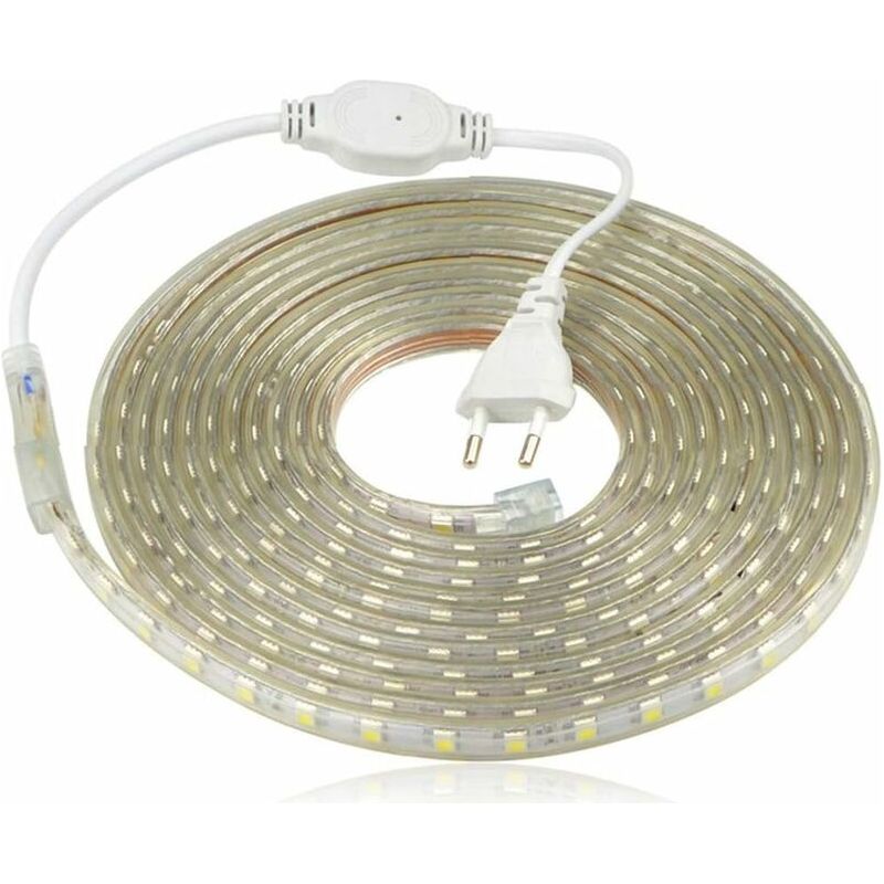Led-streifen, Wasserdichter Led-streifen, Leuchtendes 220v-led-band, 5050 Ip65 Wasserdichter Led-strip, Warmweiß, Breite 8mm (4m)
