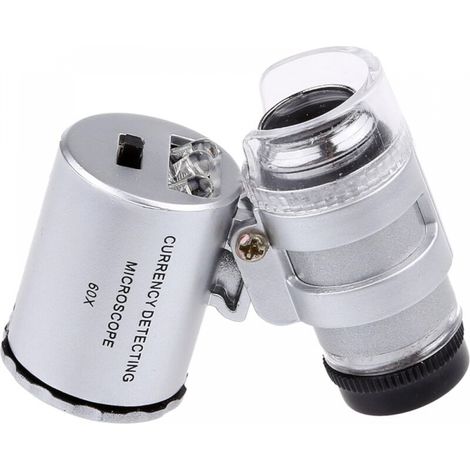 Mini-juwelierlupe Mit Uv-led-beleuchtung 60x, Hochauflösender Led-geldschein-detektor 60x Mit Tragbarem, Leichtem Mini-mikroskop