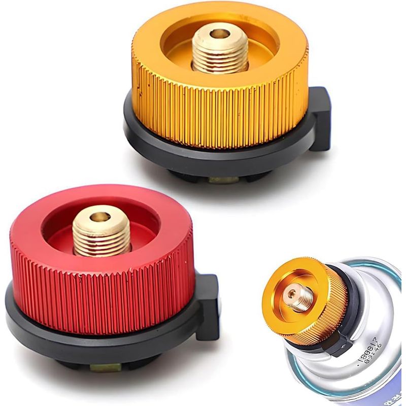 2 Stück Universelle Gaskartuschen-adapter Für Campingkocher, Butan-zubehör, Kompakter Und Tragbarer Adapter, Rostfrei Für Outdoor-aktivitäten, Ideal Zum Campen
