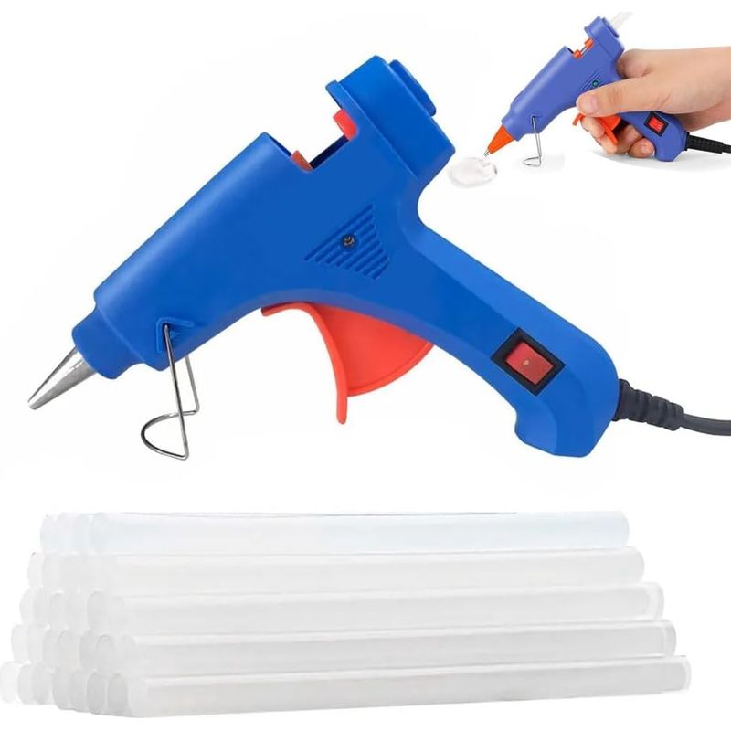Heißklebepistole, Klebepistole, 20w Klebepistole, Mit 20 Heißklebesticks Für Kleine Bastelarbeiten, Handwerk Und Schnelle Reparaturen Zu Hause Und In Der Schule, Blau