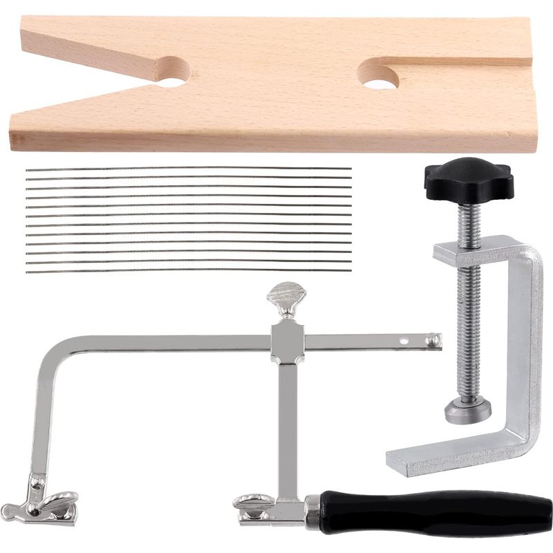 Set Aus 14 Professionellen 3-in-1-sägen Für Juweliere: V-spannkragen, Verstellbarer Sägebogen, Laubsägeblätter