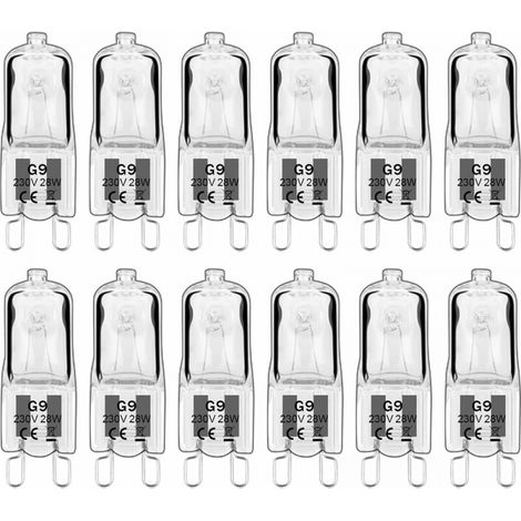 12 Stück G9 Halogenlampen, G9 Glühbirnen 230v 28w 392lm, 2800k Warmweiß, Dimmbare Kapselglühbirnen, Flimmerfrei [energieeffizienzklasse G]