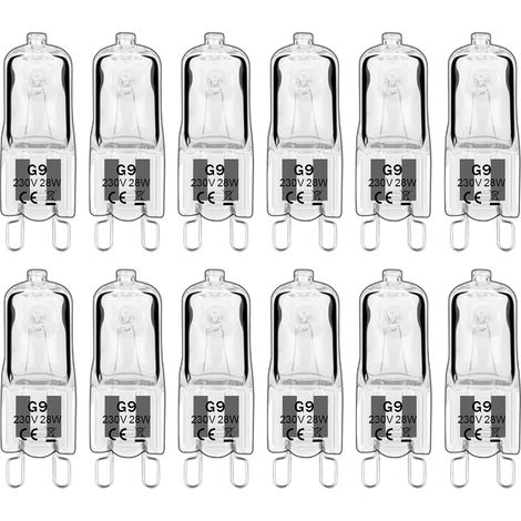 12 Stück G9 Halogenlampen, G9 Glühbirnen 230v 28w 480lm, 2800k Warmweiß, Dimmbare Kapselglühlampen, Flimmerfrei [energieeffizienzklasse G]
