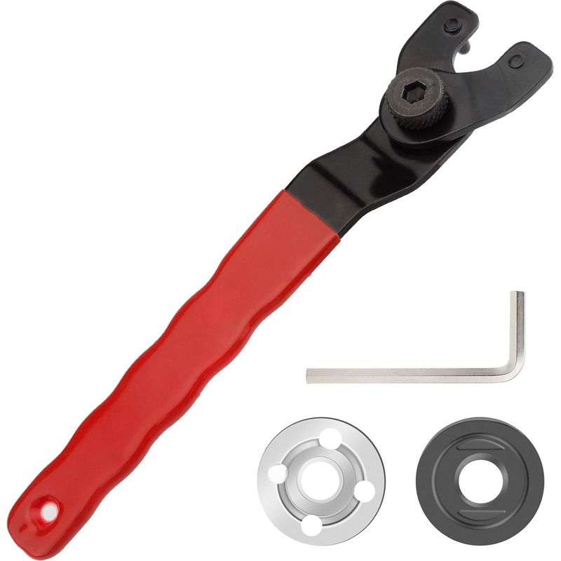 Winkelschleifer-maulschlüssel Mit Sechskantbuchse, 8-48 Mm Einstellbarer Spindelschlüssel, Winkelschleiferschlüssel, Verstellbarer Maulschlüssel Mit Inbusschlüssel Und 2 Gewindeklemmen