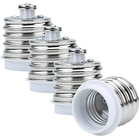 4x Lampenfassungsadapter E40 Auf E27 In Weiß - 4er Set Umbaukonverter Für Lampenfassungen Für Glühlampen, Led, Halogen Und Energiesparlampen