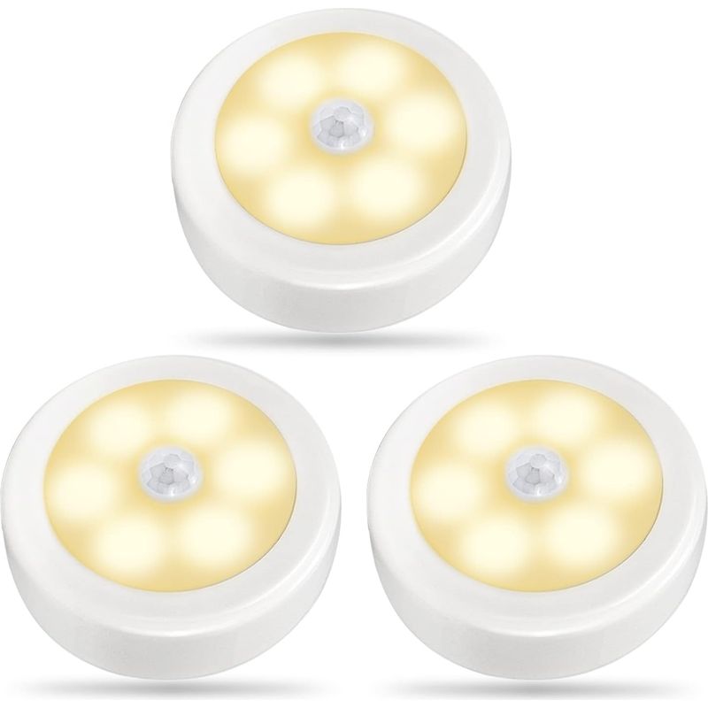 3er-pack Led-bewegungsmelderlampen Für Den Innenbereich, Schrankbeleuchtung, Batteriebetriebenes Nachtlicht, Kabellose Wandleuchte Für Treppen, Flur, Garage, Eingang (warmweiß)