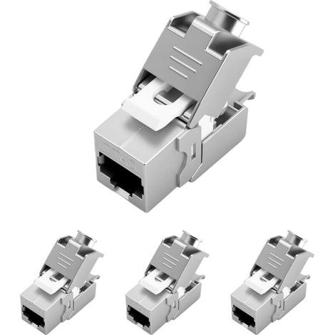 4er-pack Cat 7 Keystone Rj45 Buchsenmodule Für Lan-kabel, 10 Gbit/s Bei 1000 Mhz, Stp, Einbaufähig Für Patchpanel Und Netzwerkdose, Werkzeugfreie Lsa-montage