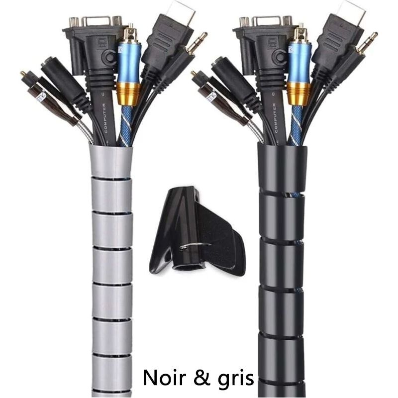 Kabelorganisator 2 X 3 M – Flexible Polyethylen-hülle – Durchmesser 2,2 Cm Und 1,6 Cm – Für 6 Bis 8 Kabel Und 4 Bis 6 Kabel