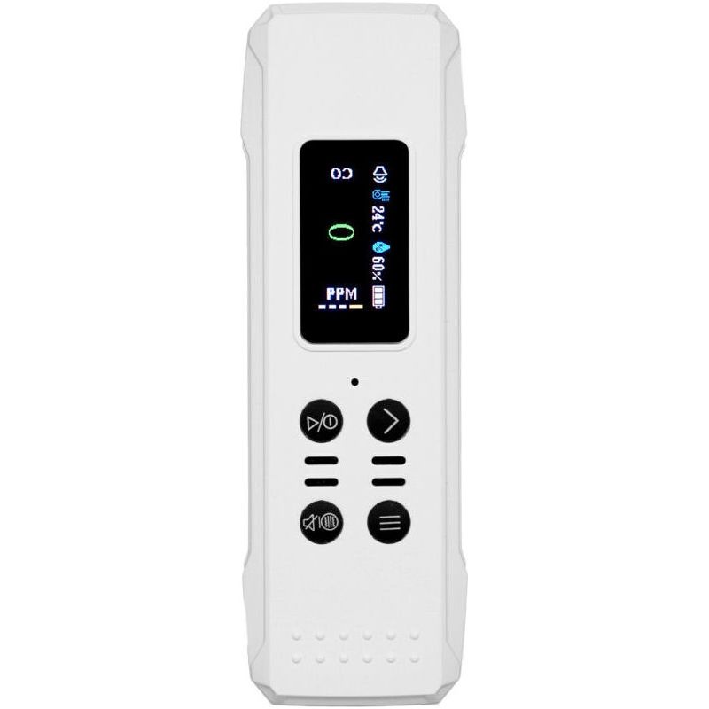 3-in-1-kohlenmonoxid-detektor, Tragbarer, Mini Luftqualitätsmonitor 0-1000ppm, Mit Kordel, Alarm, Temperatur- Und Feuchtigkeitssensor, Eingebauter 800mah-akku, Für Keller, Reisen, C