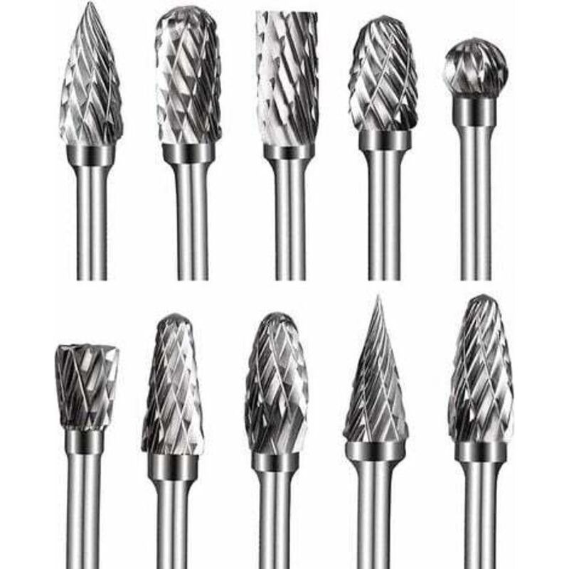 Hartmetall-fräser Mit Doppelter Schneide, 10-teiliges Set Rotierender Fräser 1/8”, Schleifkopf 6 Mm