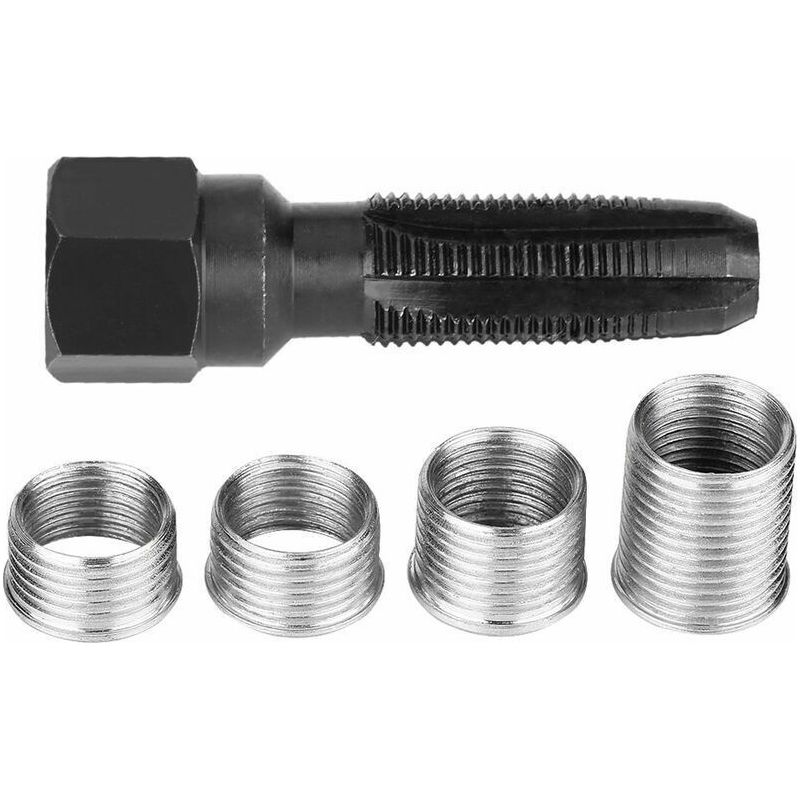 Gewindereparaturset Für Zündkerzen, 14 Mm – 5-teilig – Gehärteter Kohlenstoffstahl – Einfache Installation Zur Verlängerung Der Lebensdauer