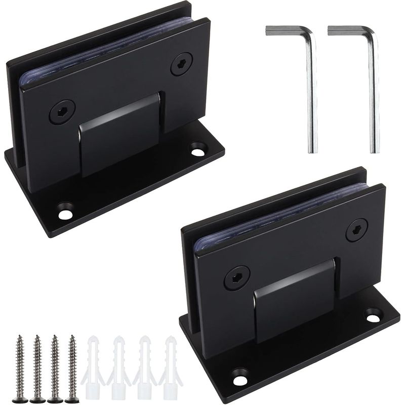 2er-set 90-grad-glasduschtürscharniere, Schwarze Ersatzteile, Edelstahltürclips Für Badezimmer Für 8 Bis 12 Mm