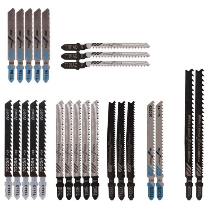 Set Aus 25 Stichsägeblättern T118a / T144d / T101b/t123x / T101ao/t127d / T345xf Zum Schneiden Von Metall/holz/kunststoff - Für Bosch, Black & Decker, Makita, Dewalt - Versailles