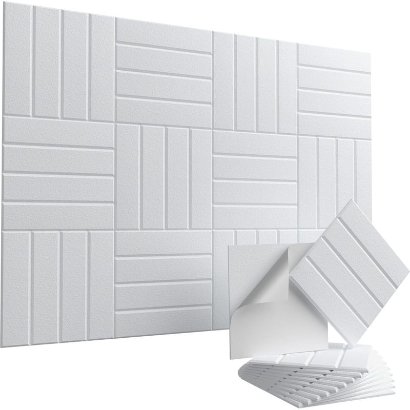 Set Aus 12 Selbstklebenden Akustikpaneelen – Hochdichte Schalldämmende Wandpaneele 30 X 30 Cm Zur Reduzierung Von Lärm Und Echo, Weiß