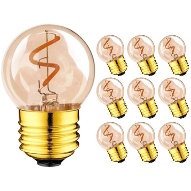 G40 E27 Led Retro Edison Glühfadenlampe 1w Amber Glas Spiralfilament 220v Café Weihnachten 2200k 10 Stück