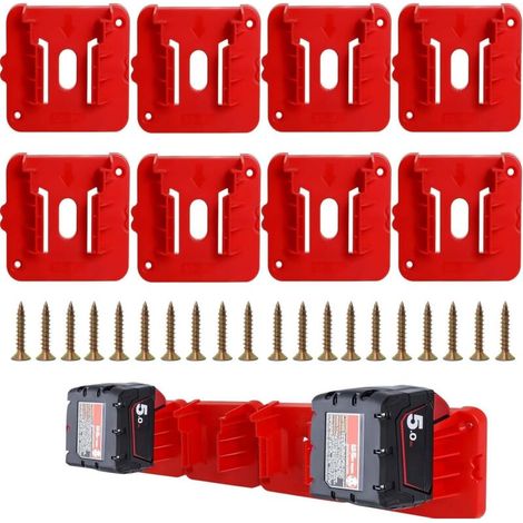 8er-pack Kompatibler Batteriehalter Für Milwaukee M18 18v Batterien (48-11-1815, 48-11-1828, 48-11-1850, 48-11-1860). Wandadapter Für Arbeitsfahrzeuge, Regale Und Boxen