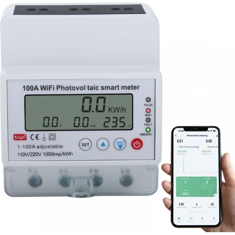 Intelligenter Wifi-energiezähler 100a Einphasig 4p Tuya Smart Wifi Photovoltaik-energiezähler Leistungsschalter Mit Timer Schalter Bidirektionaler Solar-energiezähler