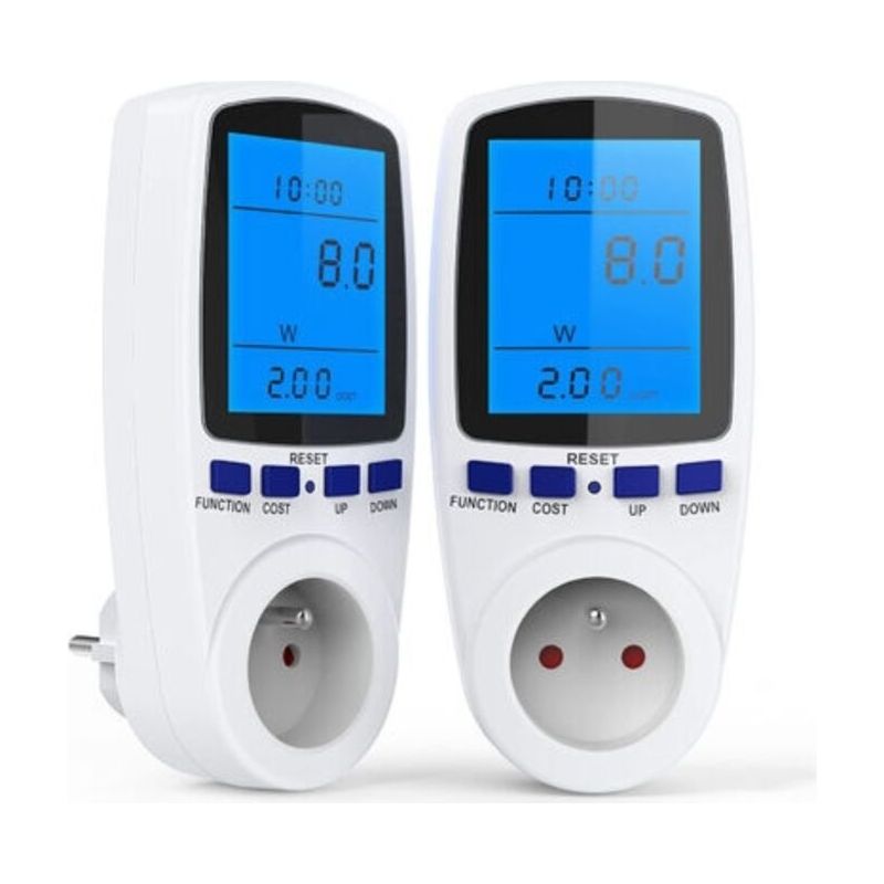 Energiezähler-steckdose 3680w Max – Messung Von Spannung, Strom, Leistung – 7 Modi – Lcd-hintergrundbeleuchtung – 2er-pack