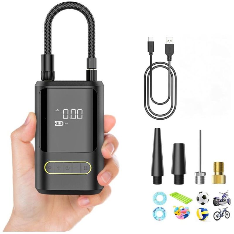 6000mah Mini Elektrische Luftpumpe, Tragbarer Luftkompressor Schlauchlos 150psi Mit Digitalem Lcd-bildschirm, Wiederaufladbare Luftpumpe Für Auto, Fahrrad, Motorrad, Roller, Ball