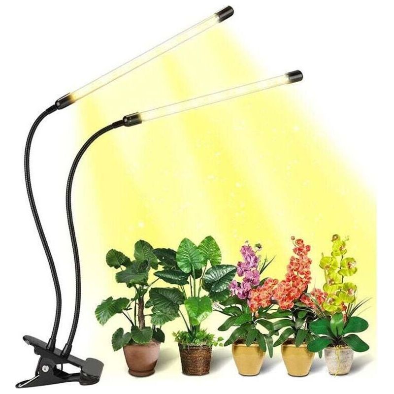 Led-pflanzenlampe, Wachstumslicht Für Zimmerpflanzen, Klemmbare Pflanzenlampe Mit 2 Led-köpfen (rotes Und Blaues Licht)