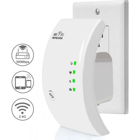 Wlan-repeater 300 Mbps – Abdeckung Bis Zu 200 M² – Repeater- Und Ap-modus – Ethernet-anschluss Für Kabelgebundene Verbindung - 200 M²