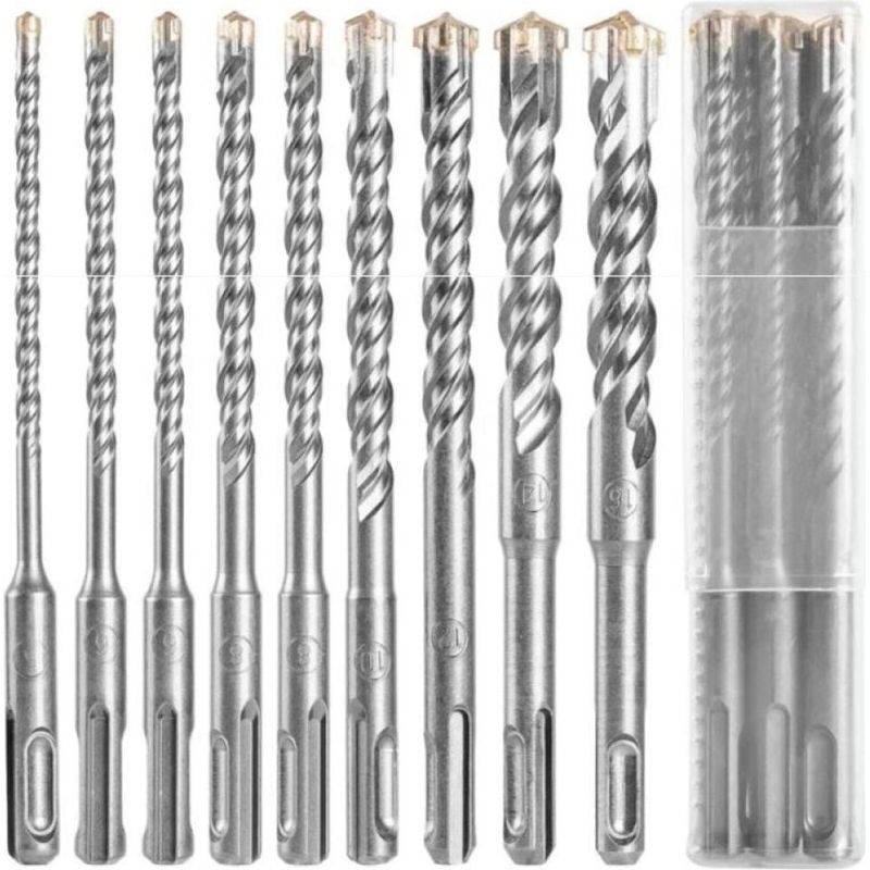 Betonbohrer Sds, 9-teiliges Fliesenbohrer-set, Bohrer-koffer Mit Meißeln Und Bohrern Für Bohrhammer, Querbohrer Für Beton, Ziegel, Naturstein, Metall
