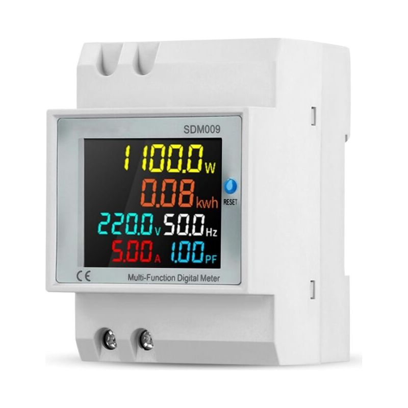 6-in-1 Einphasen-energiezähler, Digitaler Stromzähler Mit Lcd-bildschirm, Ac 40–300 V 100 A, Wechselstrom-kwh-zähler, Din-schienen-wattmeter, Voltmeter, Amperemeter
