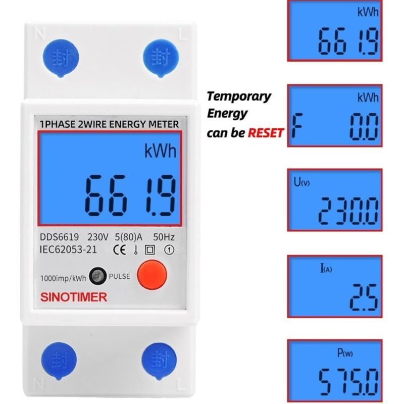 Dds6619-012 Ac 220 V 80a 2 P Lcd Digitalanzeige Einphasiger Energiezähler Kwh Stromverbrauchszähler Wattmeter Mit Hintergrundbeleuchtung