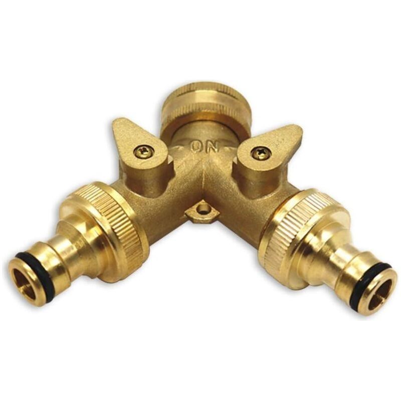 Y-verteiler Aus Messing, 3/4 Zoll, 2-wege-wasseranschlussverteiler, Ibc-tank-zubehör, Ibc-auslaufhahn Für Zwei Eingangsschläuche