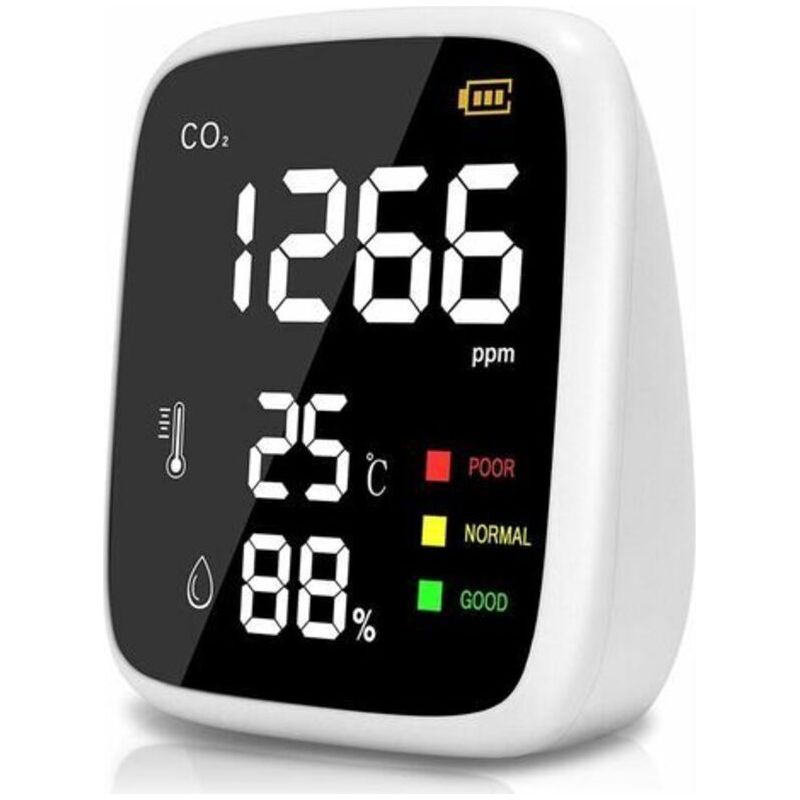 Co2-detektor, 400 Bis 5000 Ppm Co2-sensor Für Zuhause, 3-in-1 Co2-messgerät, Luftqualitätsmonitor Mit Automatischer Kalibrierfunktion Für Büro, Hotel Und Restaurant