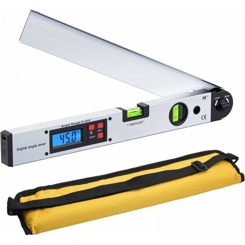 400 Mm/16 Zoll 0–225° Digitaler Goniometer Digitale Horizontale Winkelmessregel Lcd-hintergrundbeleuchtung Horizontaler Winkelmesser