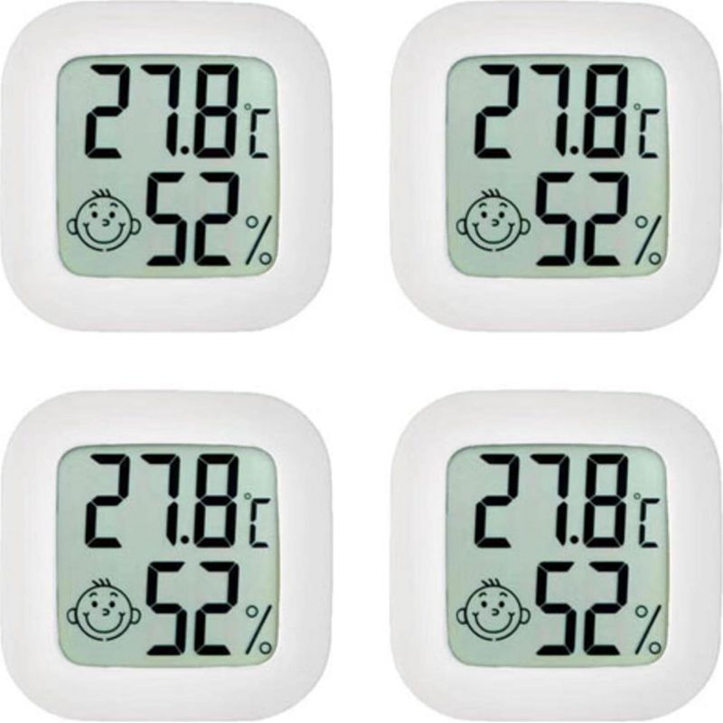 4er-set Raumthermometer, Mini-thermometer, Hygrometer, Hochpräzises Temperatur- Und Luftfeuchtigkeitsmessgerät Mit Komfort-icon Für Küche, Babyzimmer, Gewächshaus, Lagerhaus, Büro