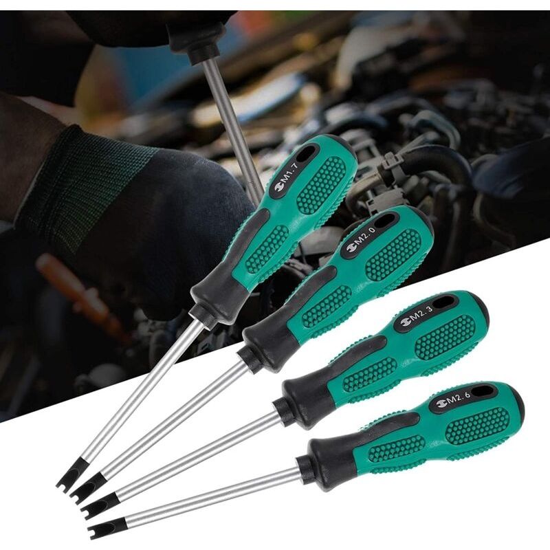 Satz Von 4 Magnetischen U-förmigen Schraubendrehern, Gabelschraubendreher, U-schraubendreher M1.7 / M2.0 / M2.3 / M2.6 Mit Klemmspitze Aus Chrom-vanadium-stahl (crv)